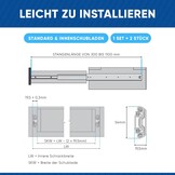 Ladegeleiders telescopische rail zijmontage 700 mm 80 kg industrieel gebruik - Maat 700mm