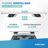 FISCHER 18096 Aluminium raildrager Topline L, afsluitbaar, voor fietsendrager, dakkoffer, skihouder, lengte: 1,20 m - Maat L (Lengte: 1,20 m)