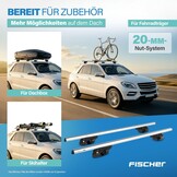 FISCHER 18096 Aluminium raildrager Topline L, afsluitbaar, voor fietsendrager, dakkoffer, skihouder, lengte: 1,20 m - Maat L (Lengte: 1,20 m)