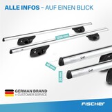 FISCHER 18096 Aluminium raildrager Topline L, afsluitbaar, voor fietsendrager, dakkoffer, skihouder, lengte: 1,20 m - Maat L (Lengte: 1,20 m)