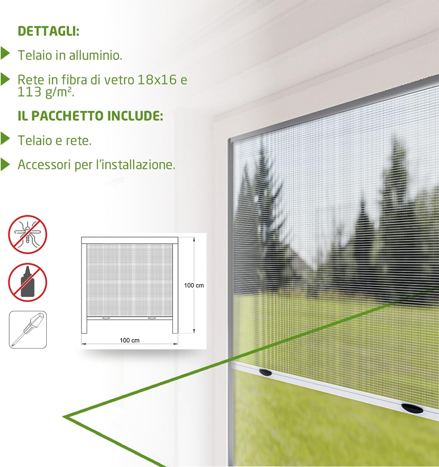 Oprolbaar Raamhor 100x100 cm Wit Aluminium - 33% Korting!