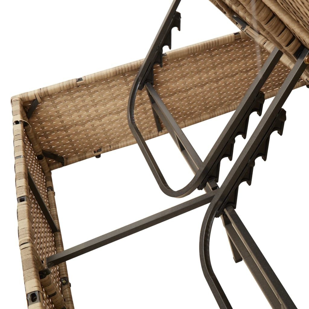 vidaXL Ligbed 2-persoons met kussens en parasol poly rattan beige