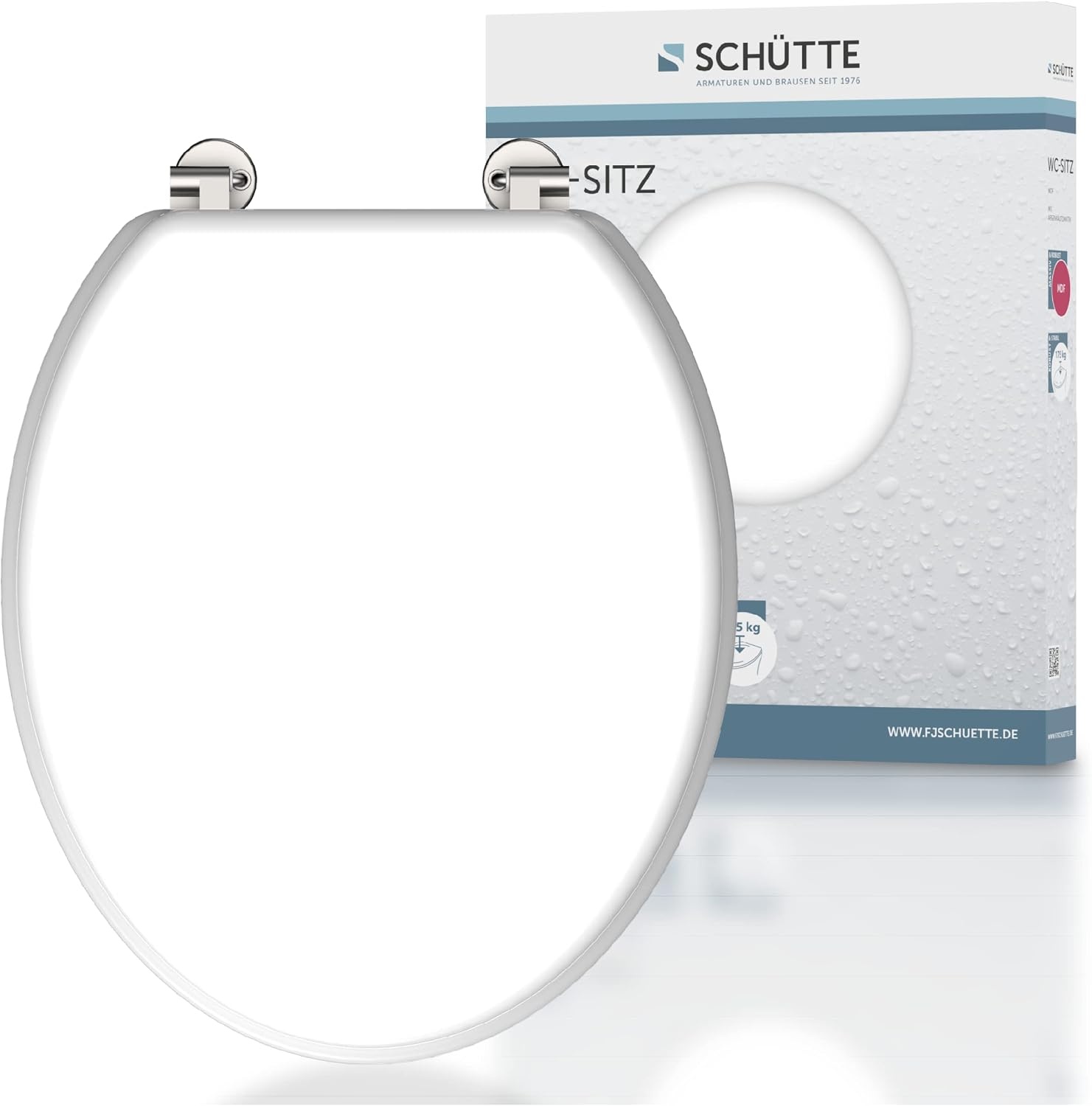 SCHÜTTE Wc-bril WHITE, houten kern toiletdeksel, wc-deksel wit 84000