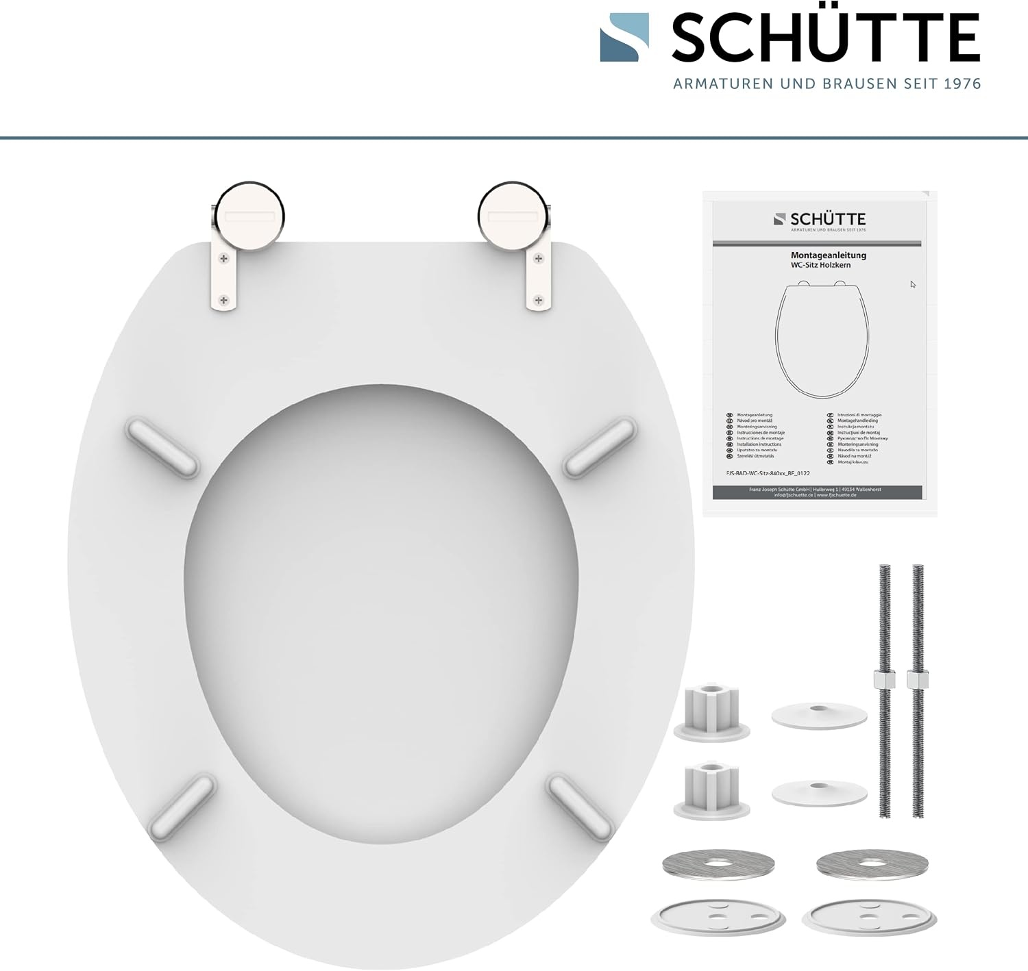 SCHÜTTE Wc-bril WHITE, houten kern toiletdeksel, wc-deksel wit 84000