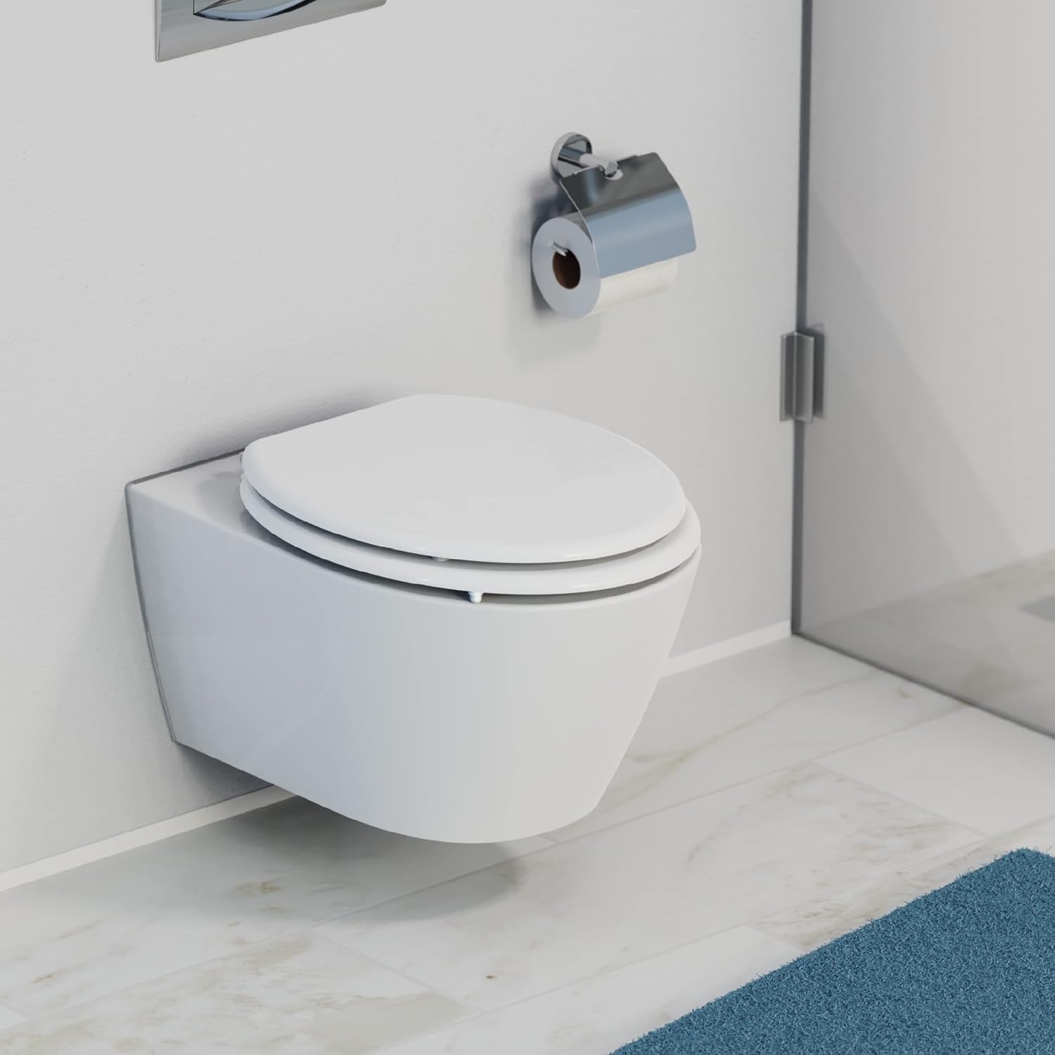 SCHÜTTE Wc-bril WHITE, houten kern toiletdeksel, wc-deksel wit 84000