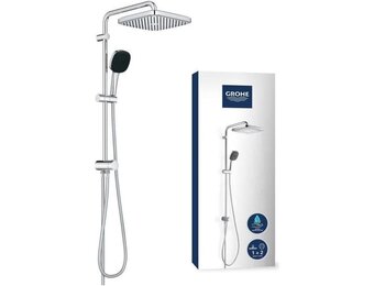 Grohe Vitalio 250 - douchesysteem met omschakeling, waterbesparend, 8 l per minuut (voor bestaande armaturen, 2 straalsoorten, douchestang 74cm), vierkant, chroom, 26698001 - Maat 74cm Brausestange (Standard)