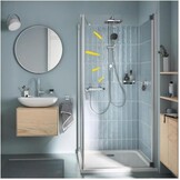 Grohe Vitalio 250 - douchesysteem met omschakeling, waterbesparend, 8 l per minuut (voor bestaande armaturen, 2 straalsoorten, douchestang 74cm), vierkant, chroom, 26698001 - Maat 74cm Brausestange (Standard)