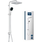 Grohe Vitalio 250 - douchesysteem met omschakeling, waterbesparend, 8 l per minuut (voor bestaande armaturen, 2 straalsoorten, douchestang 74cm), vierkant, chroom, 26698001 - Maat 74cm Brausestange (Standard)