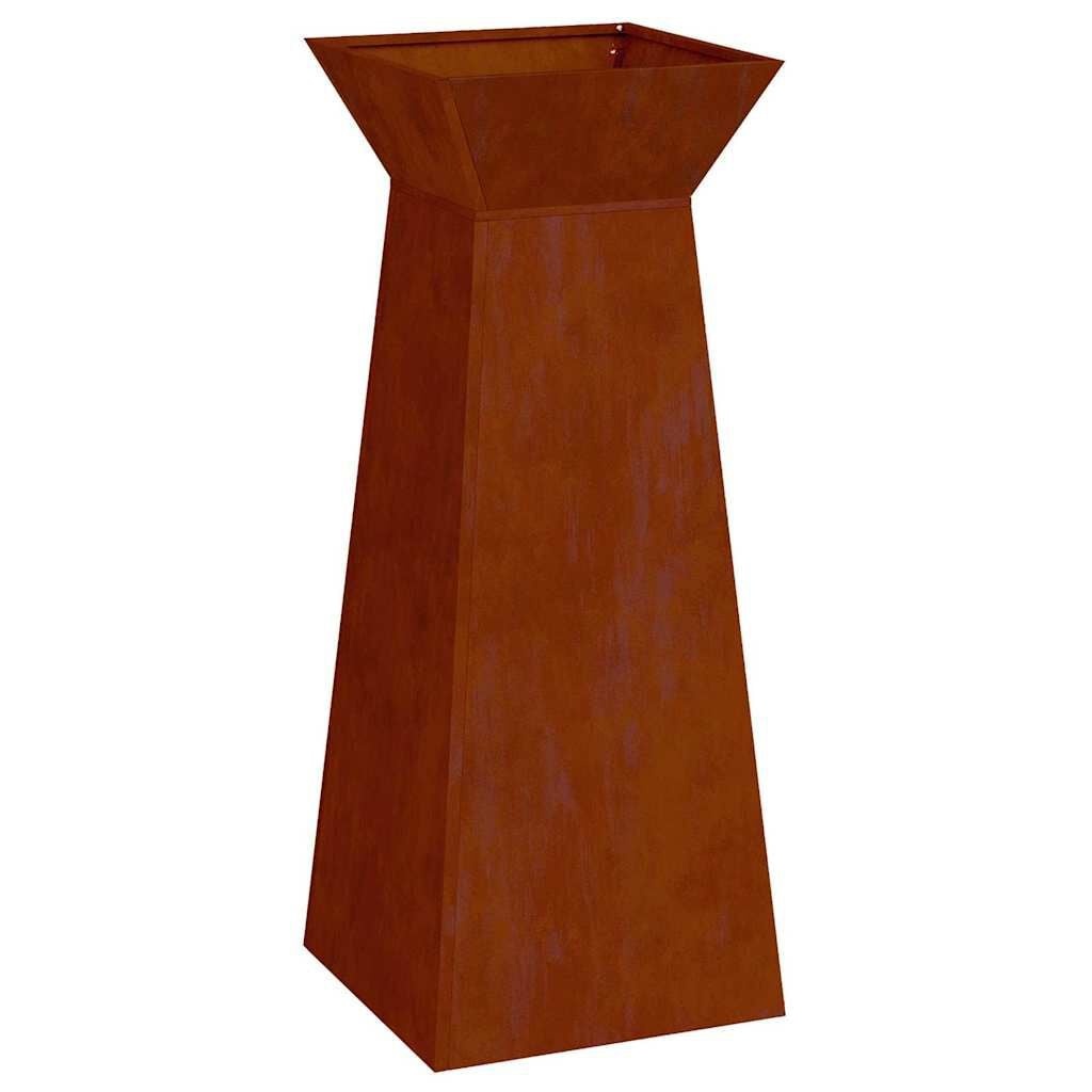 vidaXL Pilaar Plantenbak Roestkleurig 40 x 40 x 100 cm weervast staal