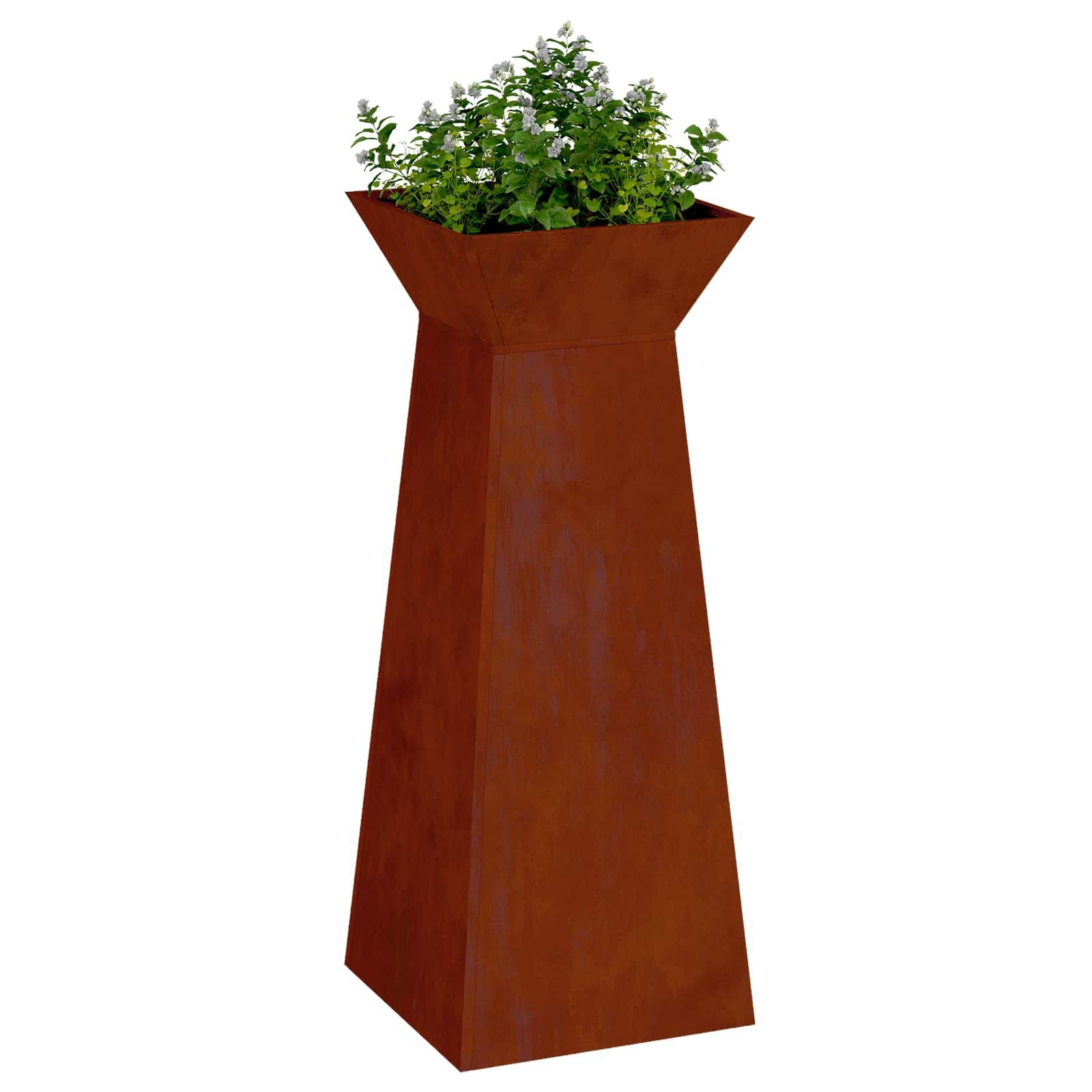 vidaXL Pilaar Plantenbak Roestkleurig 40 x 40 x 100 cm weervast staal