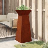 vidaXL Pilaar Plantenbak Roestkleurig 40 x 40 x 100 cm weervast staal