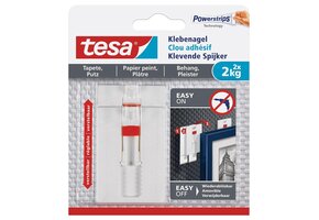 tesa Klevende Spijkers voor Behang & Pleisterwerk | Verstelbaar | 2kg draagkracht p/stuk | 47% Korting