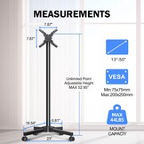 XINLEI Verrijdbare TV Standaard 13-50 inch - Draaibaar en Kantelbaar - Zwart