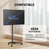 XINLEI Verrijdbare TV Standaard 13-50 inch - Draaibaar en Kantelbaar - Zwart