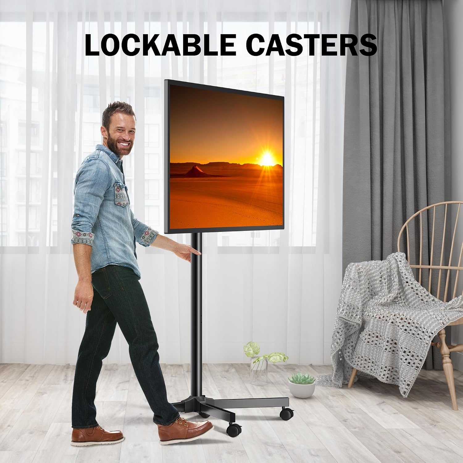 XINLEI Verrijdbare TV Standaard 13-50 inch - Draaibaar en Kantelbaar - Zwart
