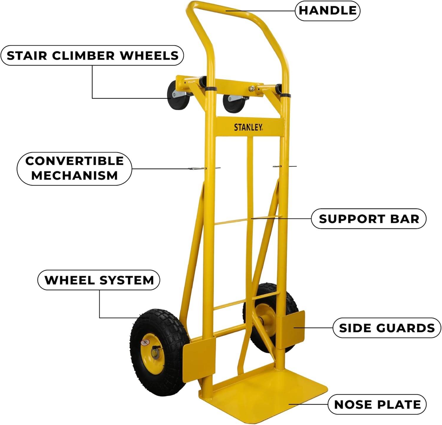 STANLEY Multifunctionele opvouwbare steekwagen en transportwagen, draagkracht 200/150 kg, SXWTD-MT519, staal - Maat SXWTD-MT519