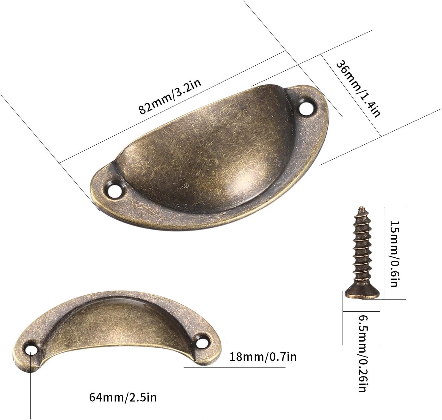 Schelpengreep, 16st, Brons, voor Kast & Lade