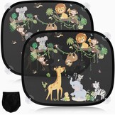 Zonwering voor in de auto, baby, met uv-bescherming, zonneklep, auto, kinderen, 45 x 36,5 cm, met 8 zuignappen en schattige dieren, bosdieren, 2 stuks