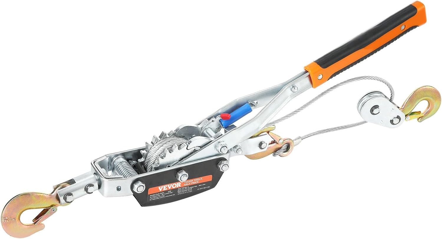VEVOR Come Along Lier, 5 Ton (11 lbs) trekkracht capaciteit, 3,5 m stalen kabel, 3 haken, Heavy Duty Ratchet Power Puller Tool met dubbele versnellingen, Automotive Hijstoestel kabel trekker ideaal