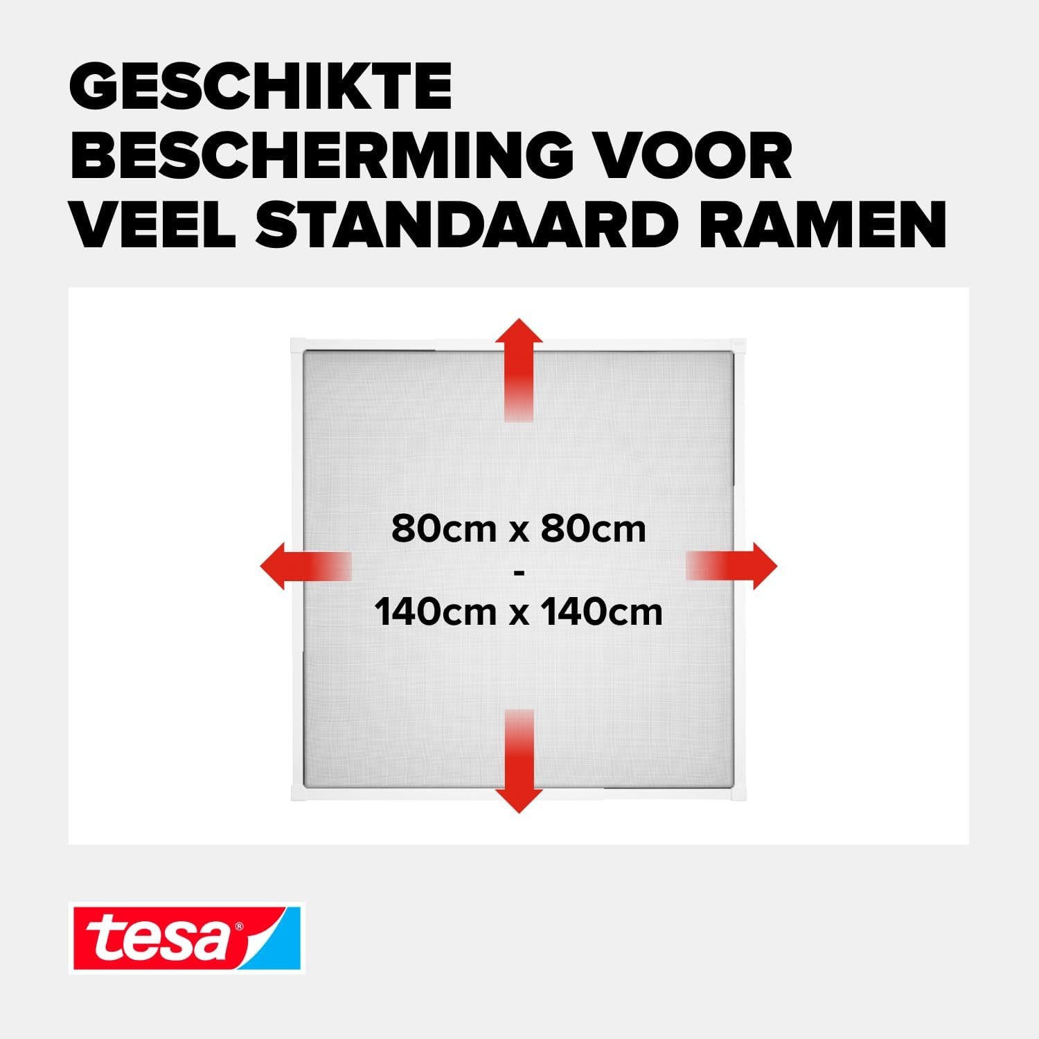 tesa Insect Stop FALT Vliegenhor voor Ramen - 80 tot 140 cm - Wit