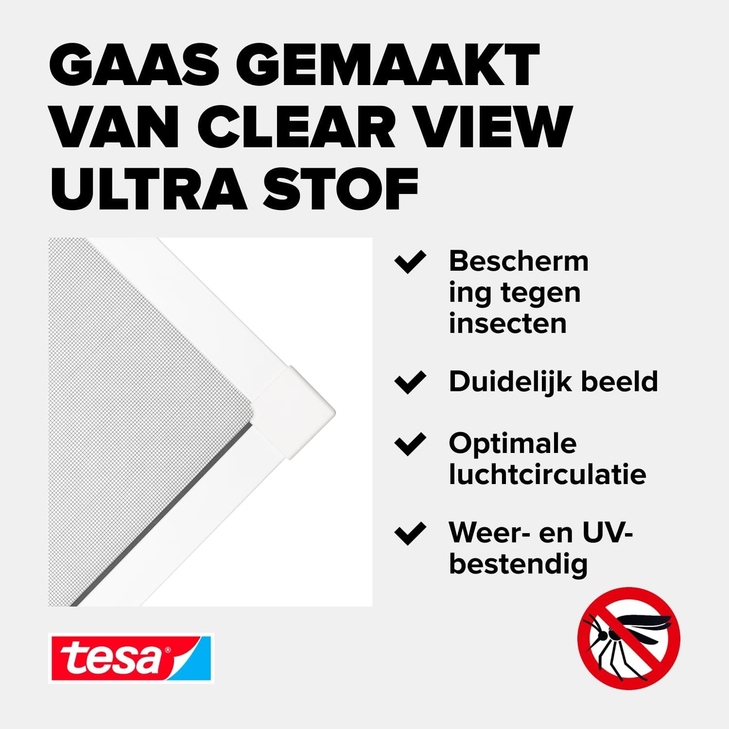 tesa Insect Stop FALT Vliegenhor voor Ramen - 80 tot 140 cm - Wit