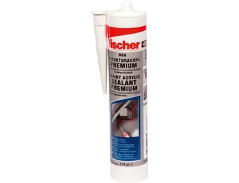 fischer Strukturacryl Premium DSA, korrelige afdichtingsmassa, scheur- en vulspatel voor binnen en buiten, voegmassa voor reparaties van ruwe oppervlakken, 310 ml, wit