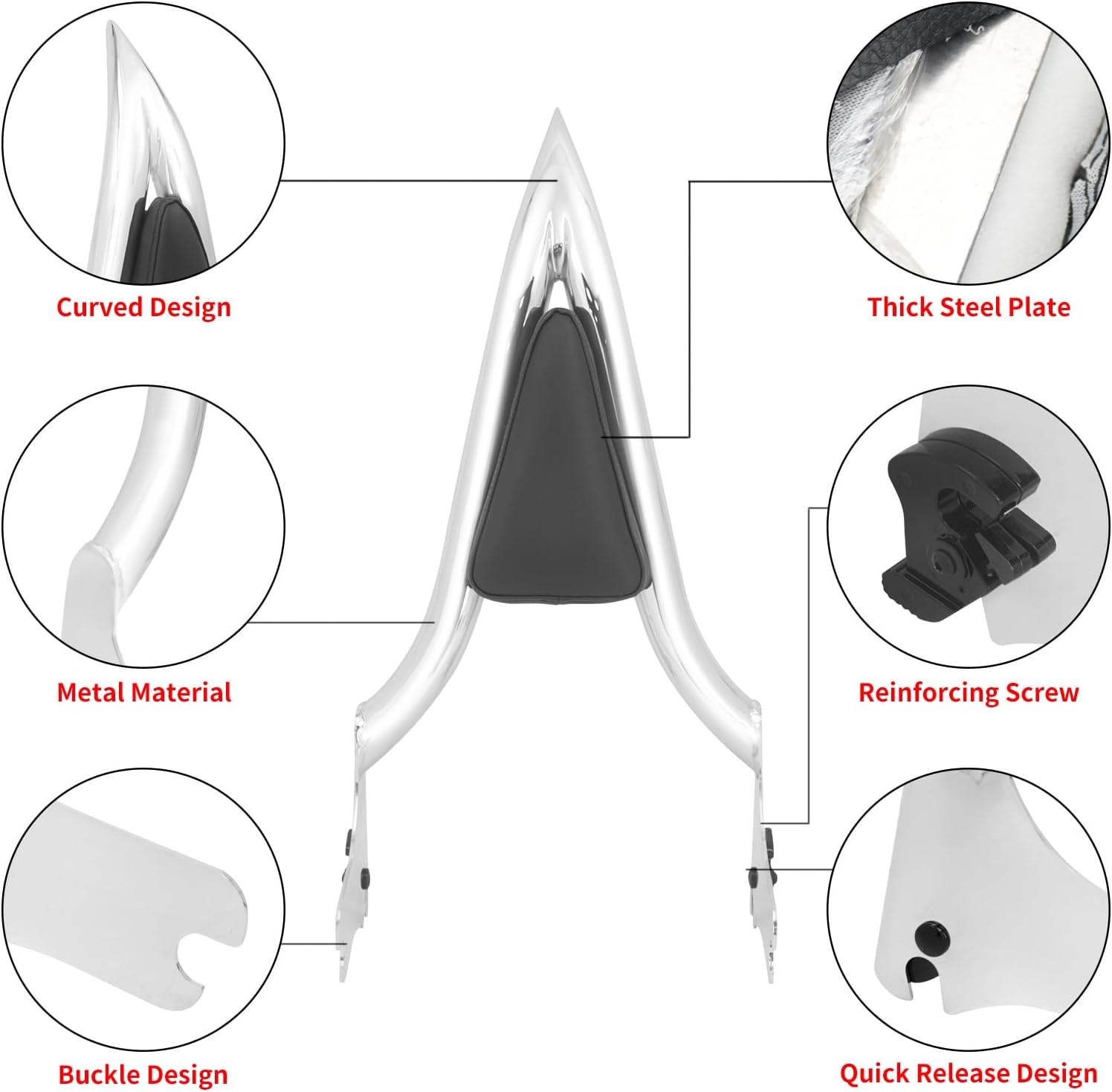 Motorfiets Sissy Bar Afneembare Achterpassagier Rugleuning Fit voor Harley Touring Road King Road Glide Street Glide 1997-2008 Chrome