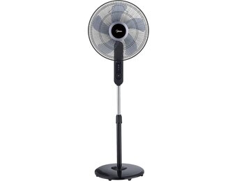 Midea FS40-15FR Staande ventilator, stil met afstandsbediening, 3 snelheden, led-display, 7,5 uur-timer, in hoogte verstelbaar, 80 graden oscillatiefunctie, 55 W krachtig, ventilator, luchtcirculatie, zwart