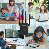 Wifi-versterker, 1200 Mbit/s, 5 G en 2,4 G ultraxtender dual-band wifi-repeater met LAN-verbinding, WPS, compatibel met 99% standaard wifi-router, dekt tot 9200 vierkante meter en 35 meter af