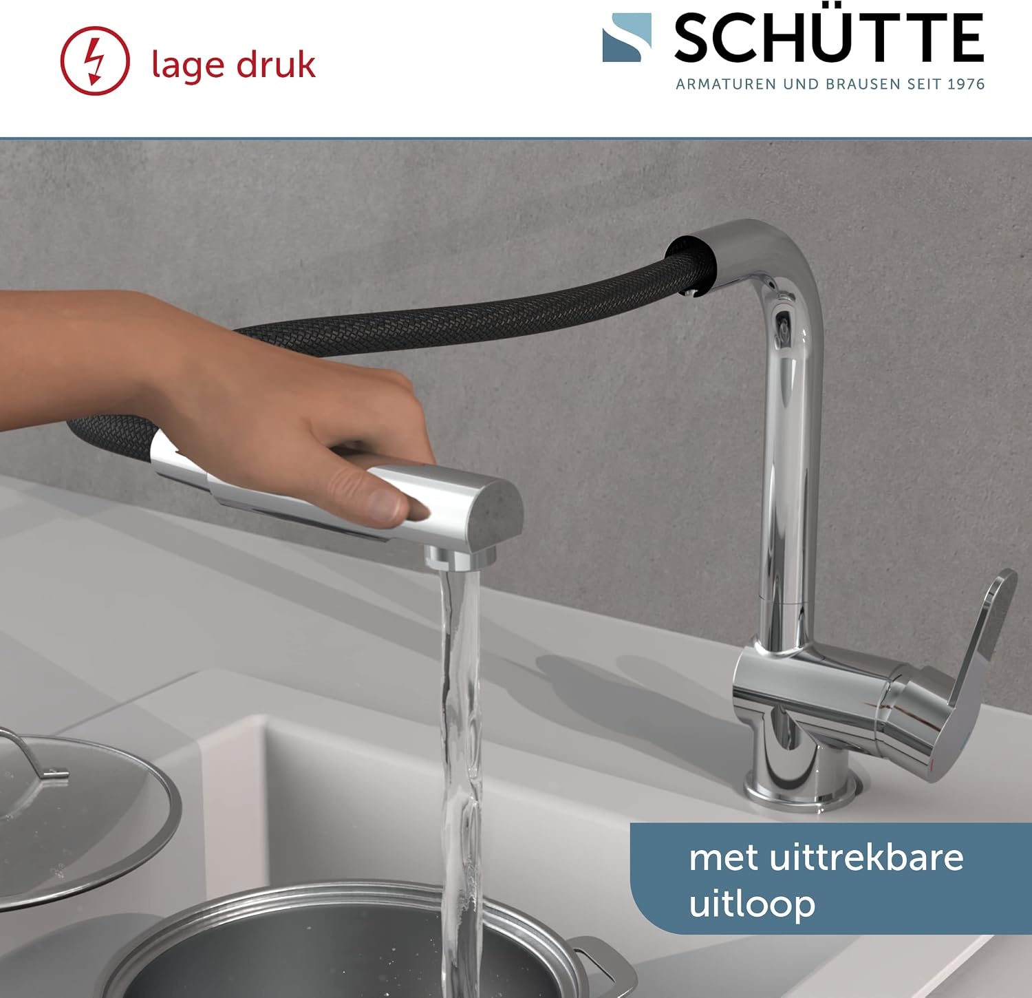 Keukenkraan met uittrekbare douche, chroom - 34% korting!