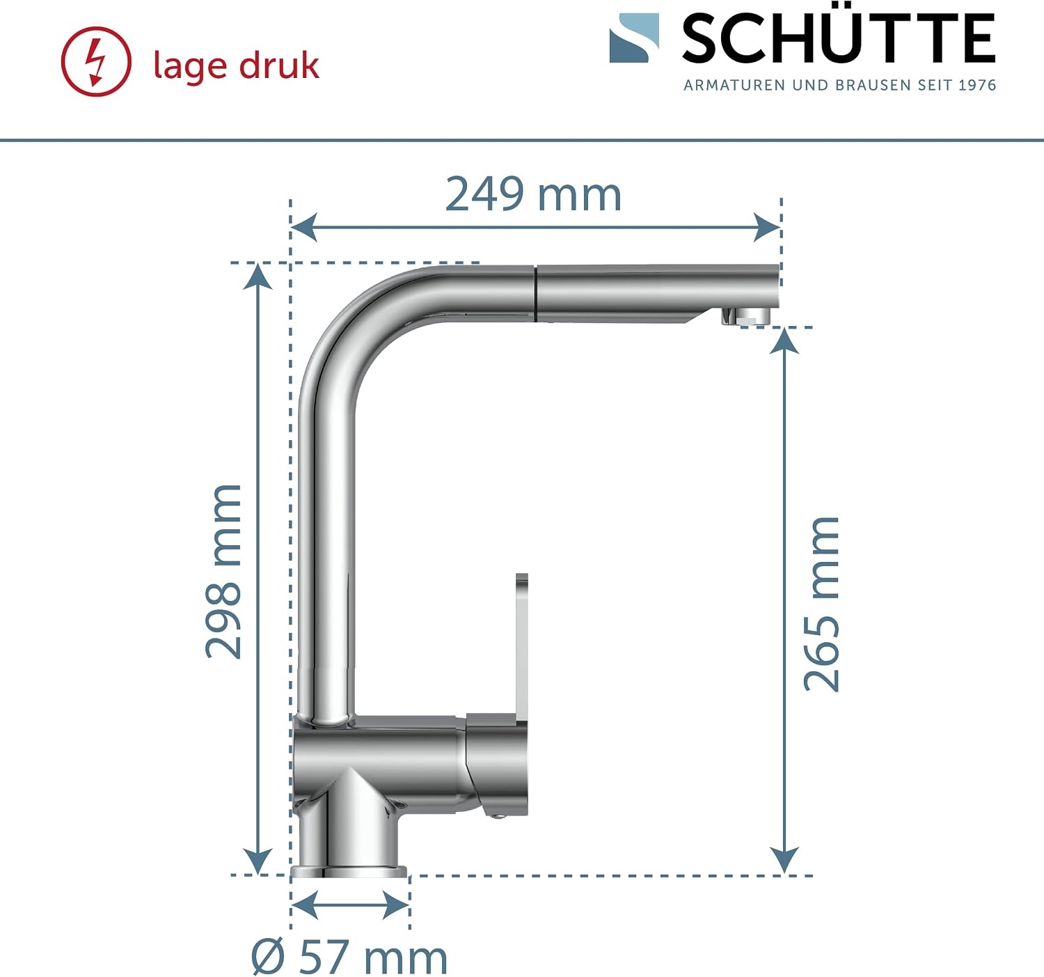 Keukenkraan met uittrekbare douche, chroom - 34% korting!