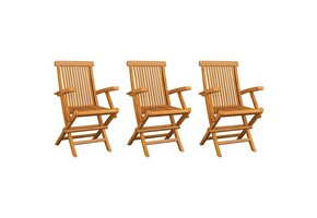 3 Massief Teakhouten Tuinstoelen - Nu met 35% Korting!