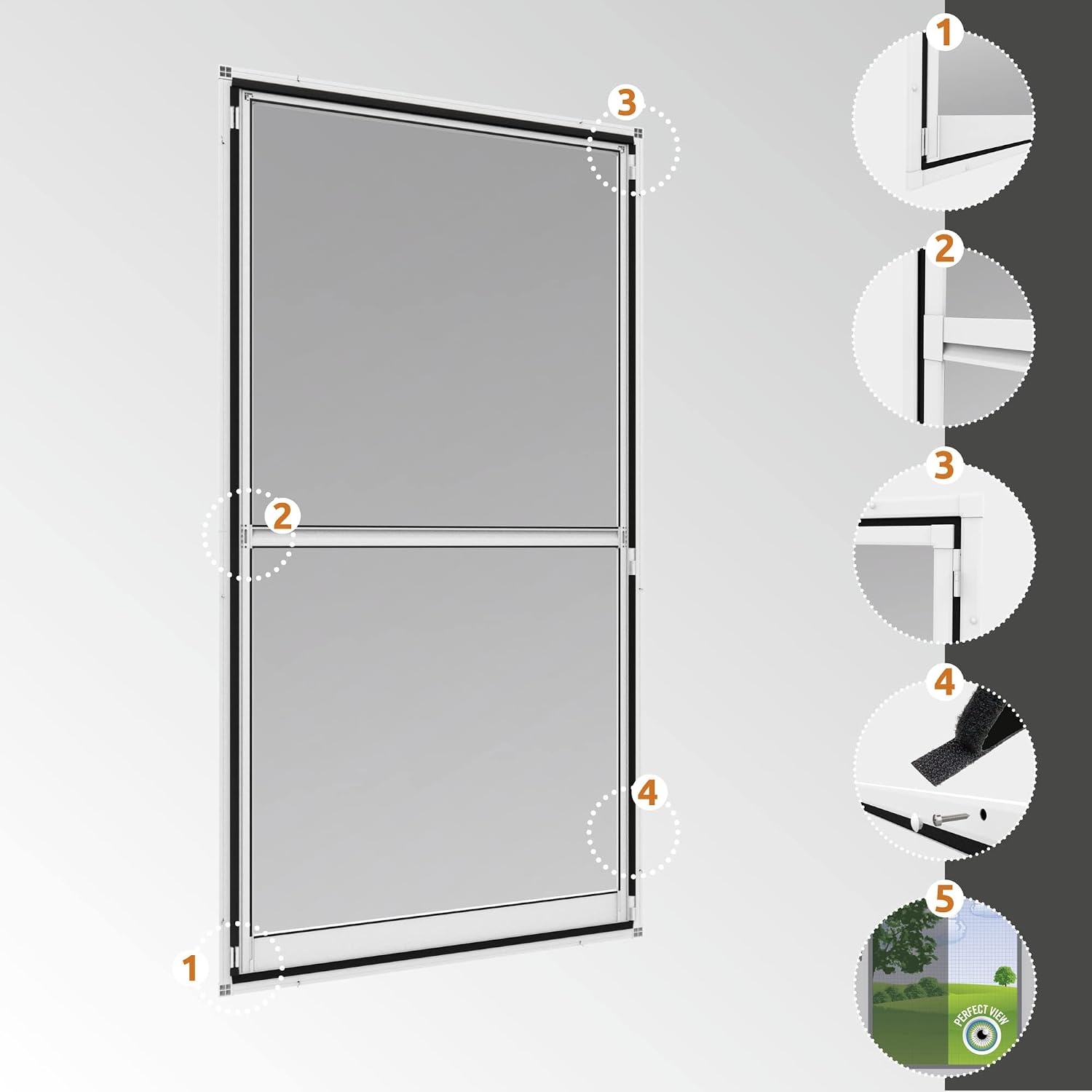 Hor-balkondeur 100x210 cm Wit - Zelfsluitend & Zonder Boren