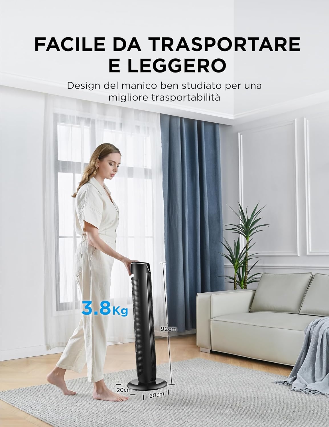 Stille Torenventilator 92cm met Afstandsbediening | 3 Snelheden | Zwart | 54% Korting