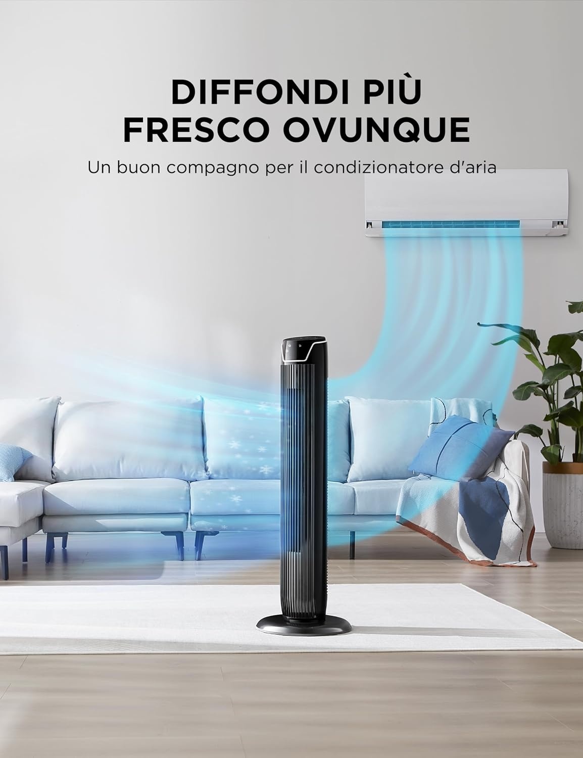 Stille Torenventilator 92cm met Afstandsbediening | 3 Snelheden | Zwart | 54% Korting