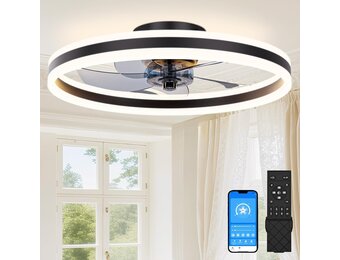 Zwarte Plafondventilator 60cm met LED & Afstandsbediening - 34% Korting
