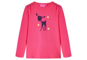 Kindershirt Lange Mouwen Felroze Hertje - 48% Korting