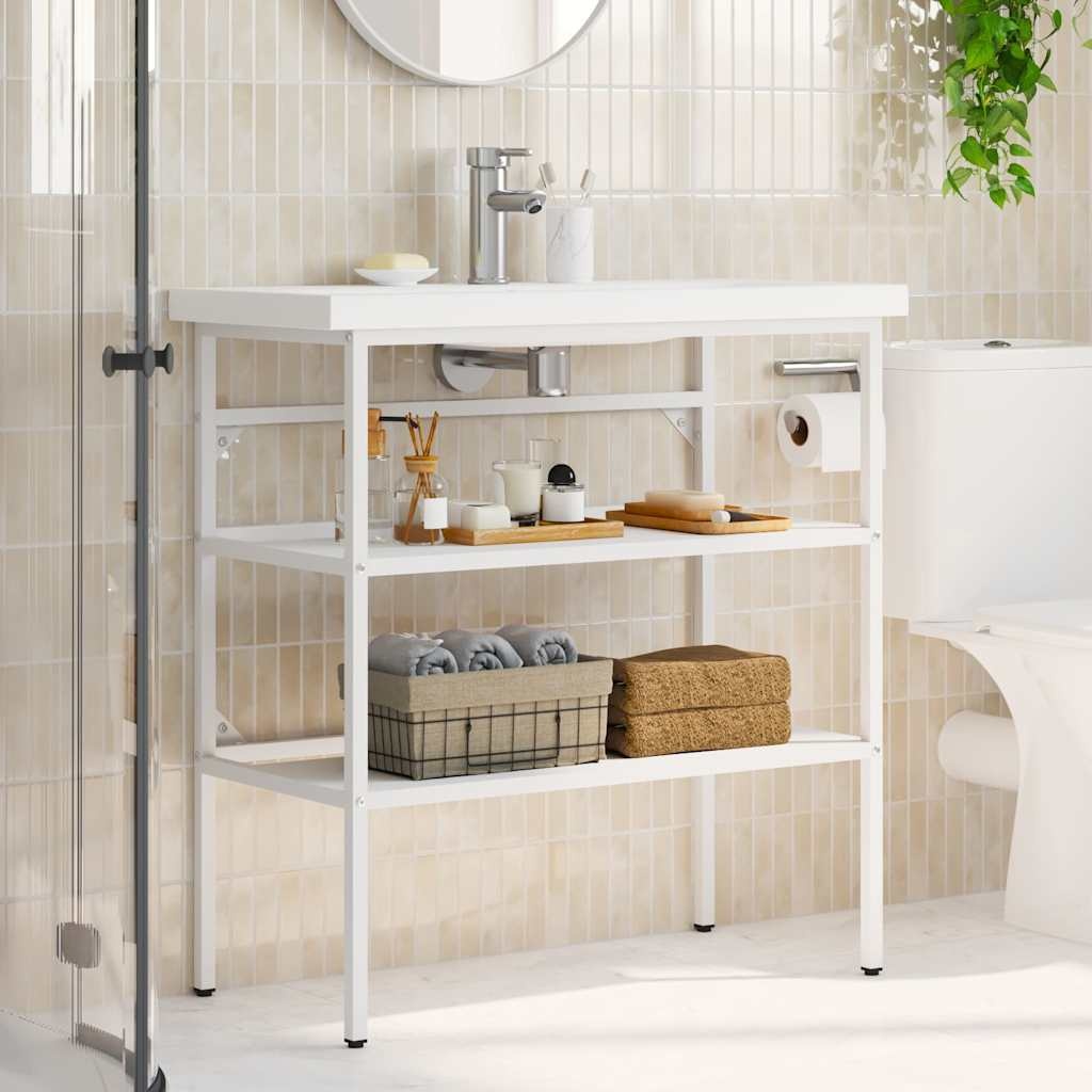Wastafelframe Wit Ijzer 79x38x83 cm met 34% Korting