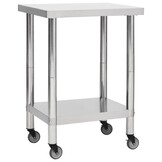 RVS Keukenwerktafel met Wielen 60x30 cm - 54% Korting