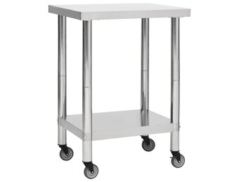 RVS Keukenwerktafel met Wielen 60x30 cm - 54% Korting