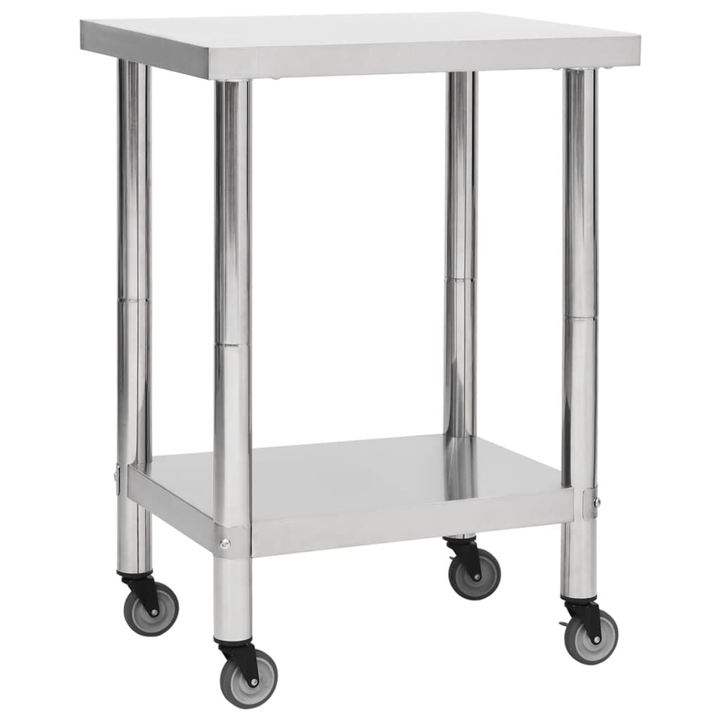 RVS Keukenwerktafel met Wielen 60x30 cm - 54% Korting