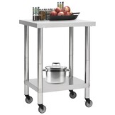 RVS Keukenwerktafel met Wielen 60x30 cm - 54% Korting