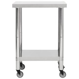 RVS Keukenwerktafel met Wielen 60x30 cm - 54% Korting
