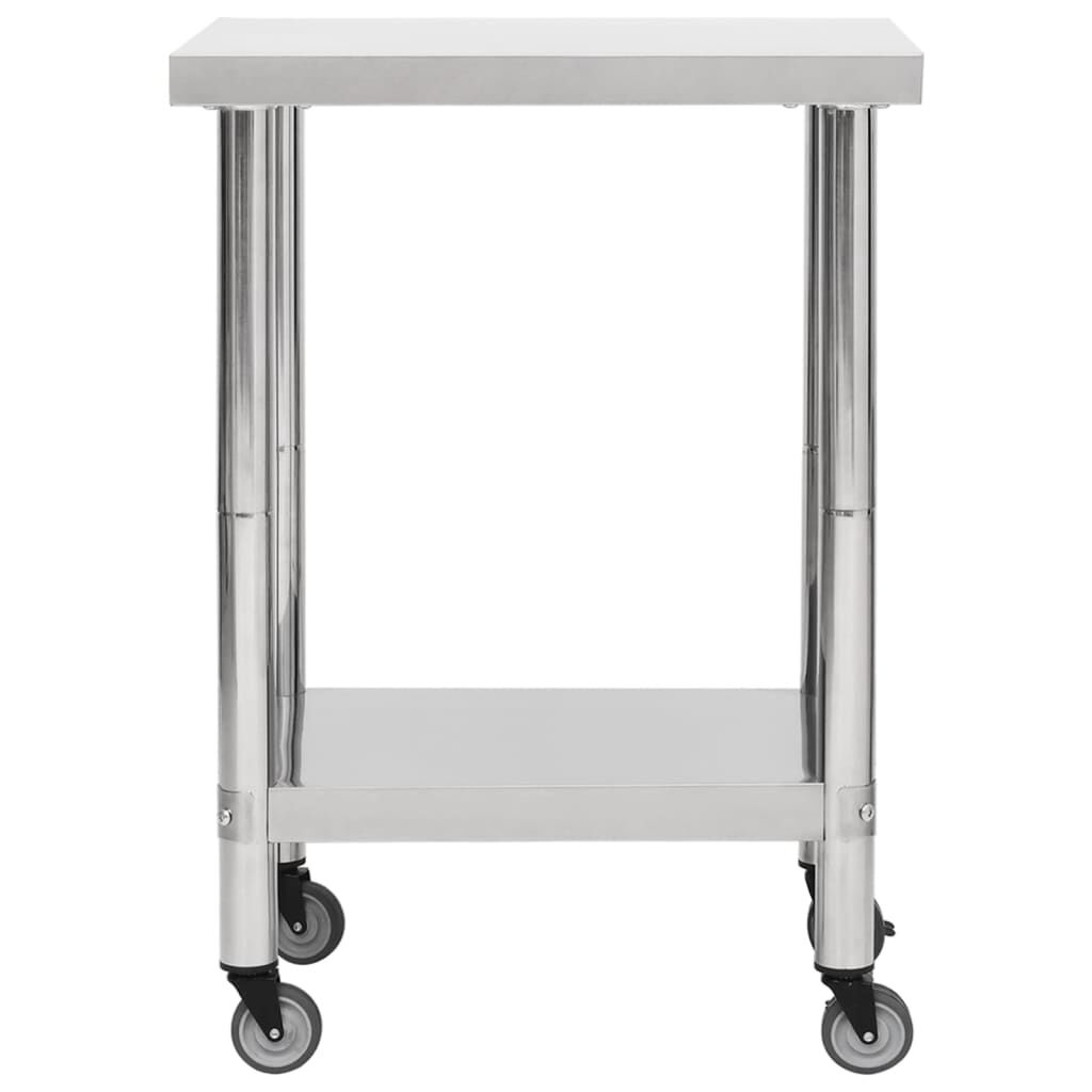 RVS Keukenwerktafel met Wielen 60x30 cm - 54% Korting