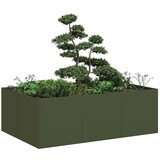 Plantenbak Olijfgroen Staal 120x80x40 cm (54% Korting)