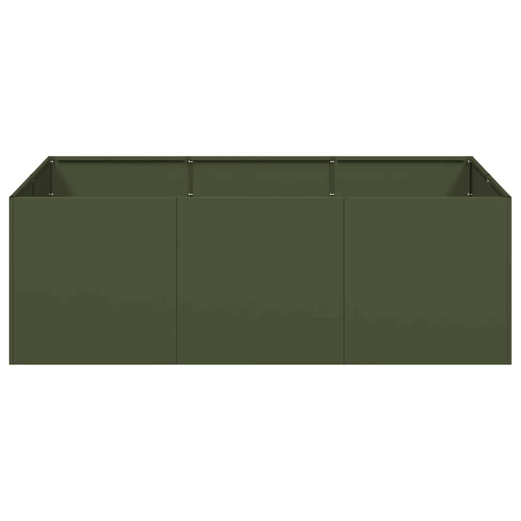 Plantenbak Olijfgroen Staal 120x80x40 cm (54% Korting)