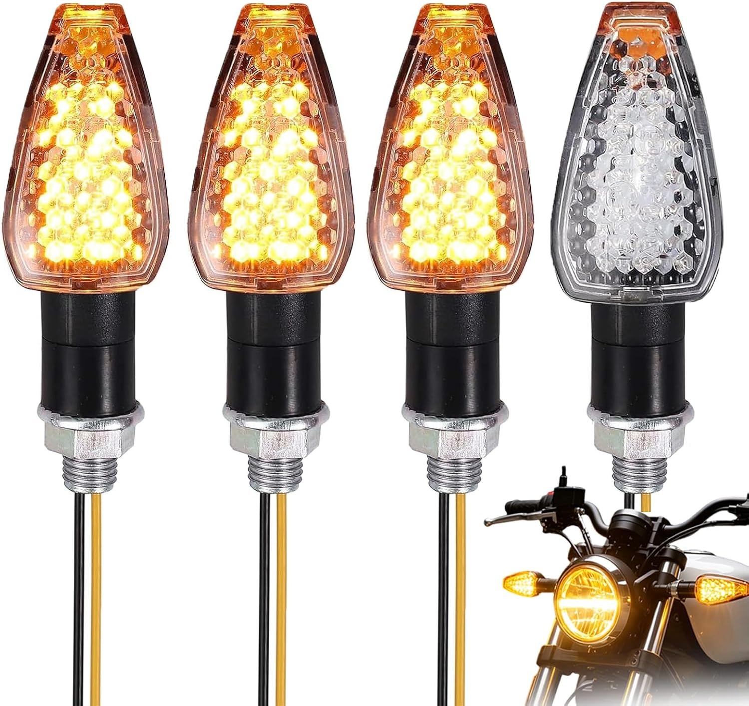 LED Knipperlichten Motor Universeel 12V - Set van 4 - Ambergeel - 37% Korting!