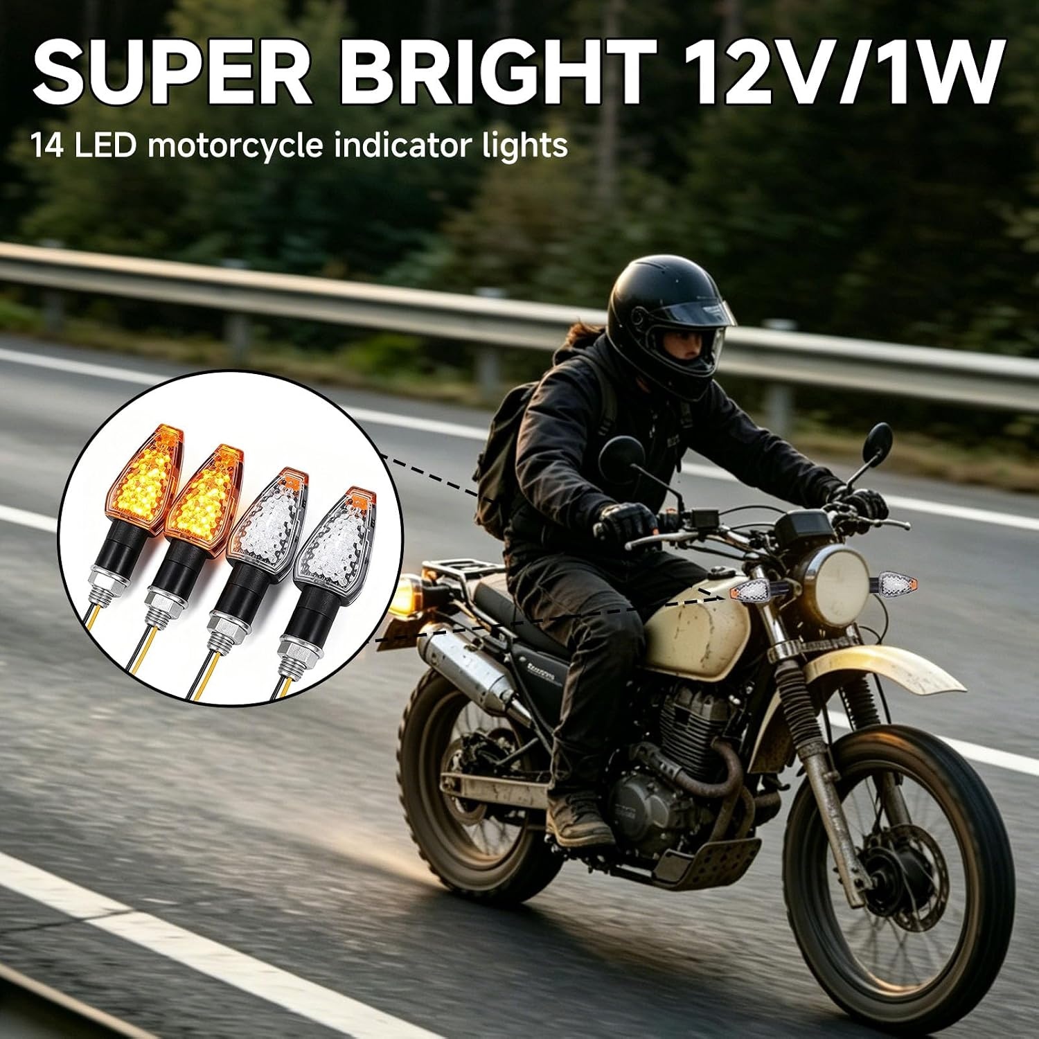 LED Knipperlichten Motor Universeel 12V - Set van 4 - Ambergeel - 37% Korting!