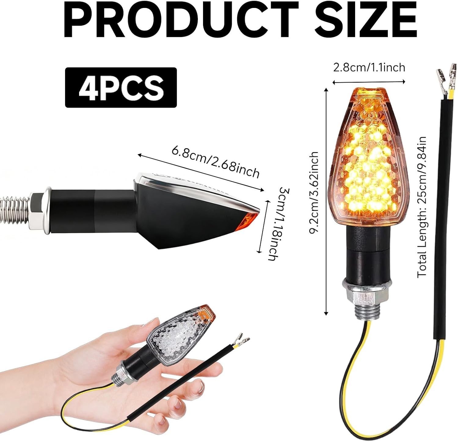 LED Knipperlichten Motor Universeel 12V - Set van 4 - Ambergeel - 37% Korting!