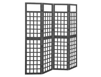 Kamerverdeler/Trellis met 4 Panelens, 161x180 cm, Vurenhout Zwart (54% Korting)